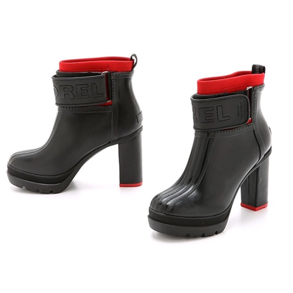 sorel heeled rain boots
